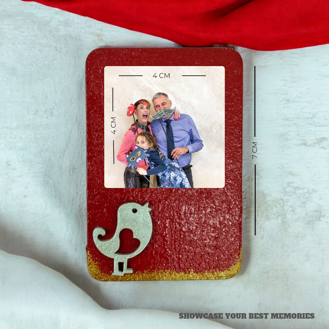 Crimson Frame – Polaroid MDF Fridge Magnet