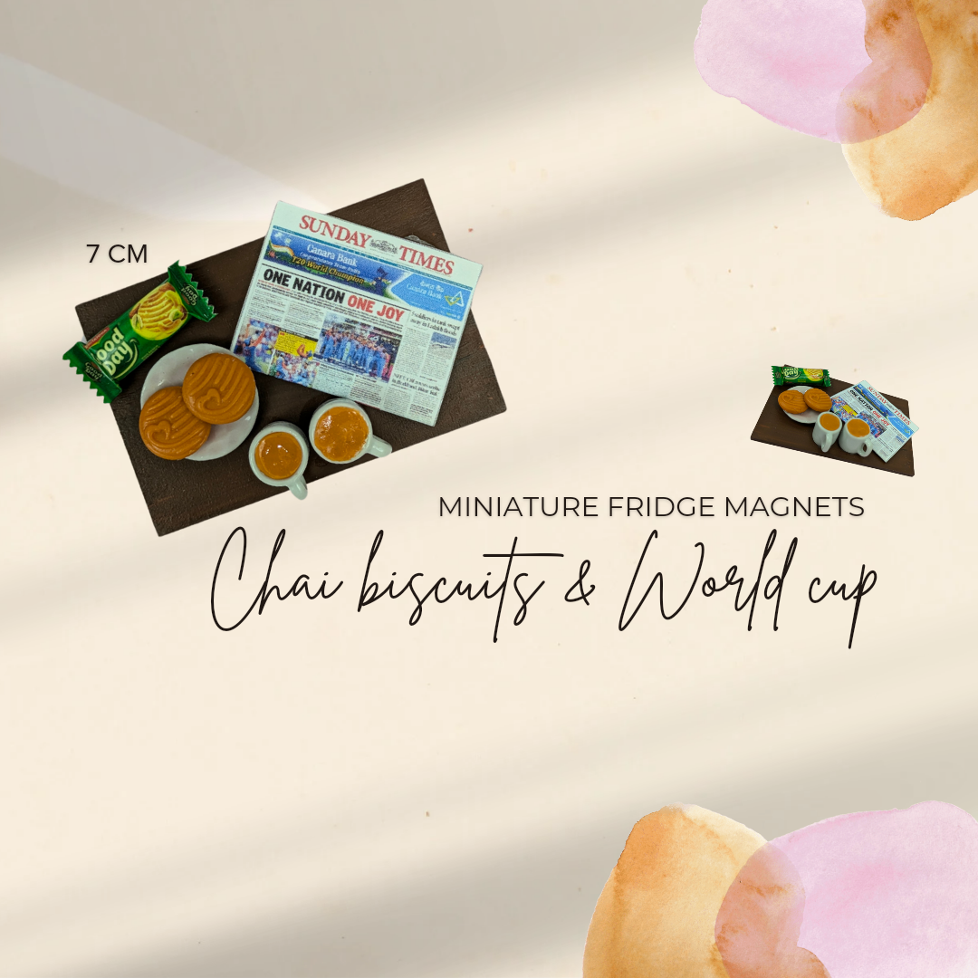 Tea & Newspaper Miniature – MDF Fridge Magnet