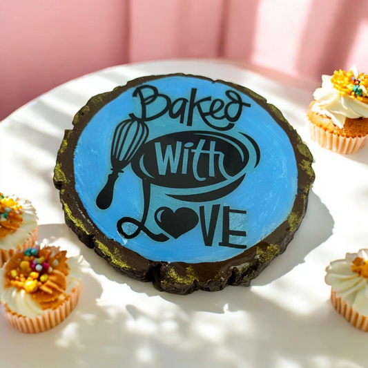 Rustic "Baked With Love" Wooden Magnet