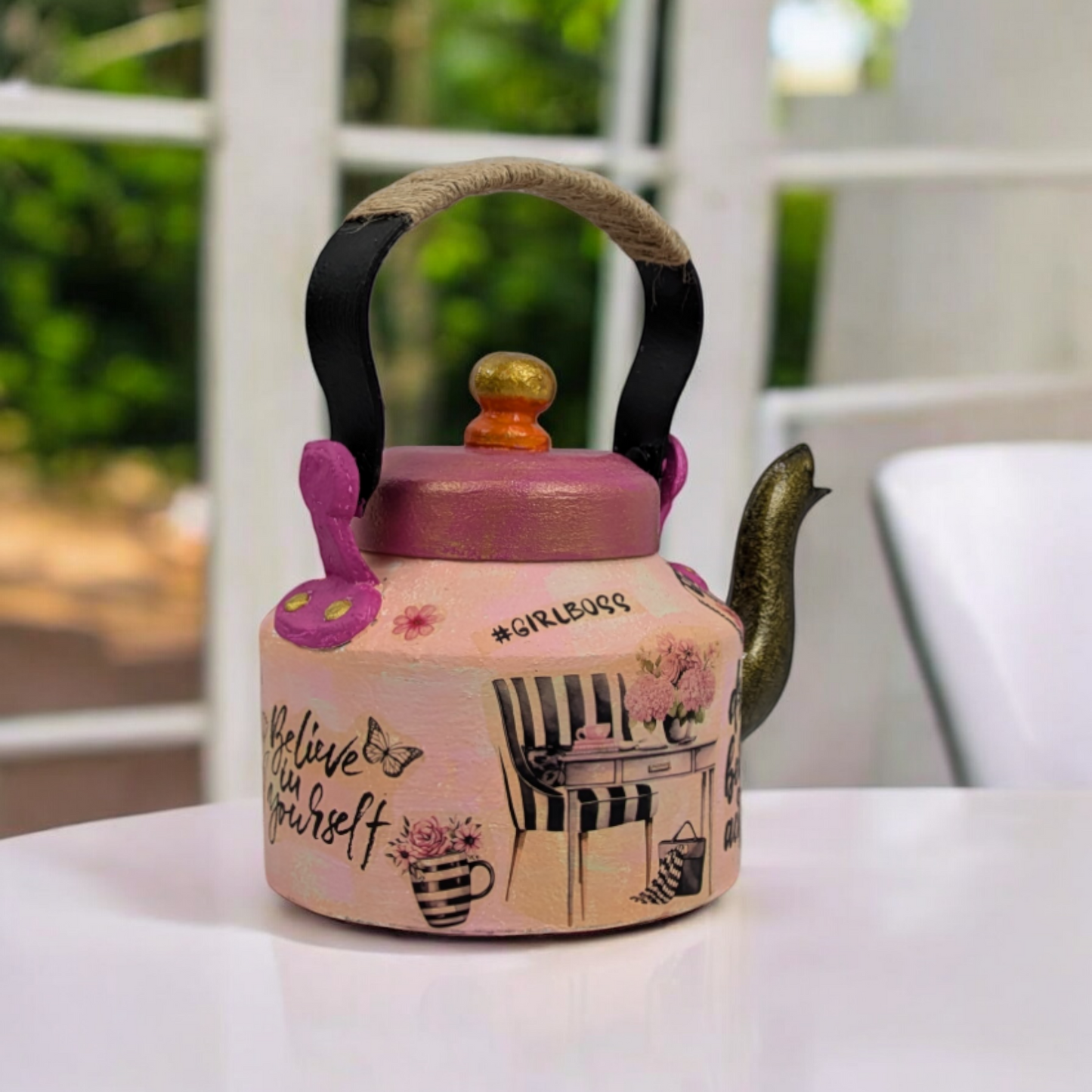 Boss Lady Hustle – Hand-Painted Kettle Statement Piece