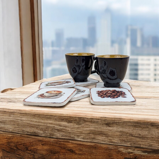 Mocha Mood – Set of 6 MDF Coasters in a Box