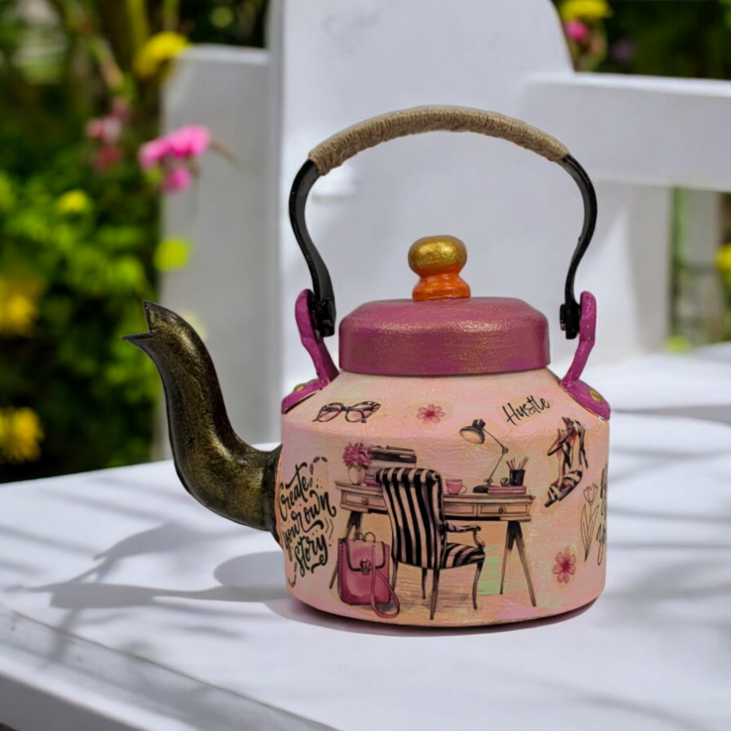 Boss Lady Hustle – Hand-Painted Kettle Statement Piece