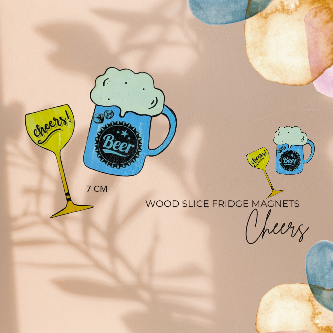 Cheers to Good Times – Set of 2 MDF Fridge Magnets