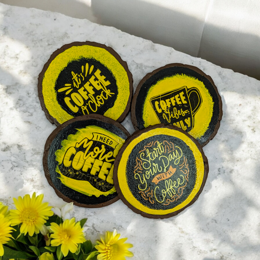 Coffee Vibes – Bold & Brew-tiful Round Wooden Coasters