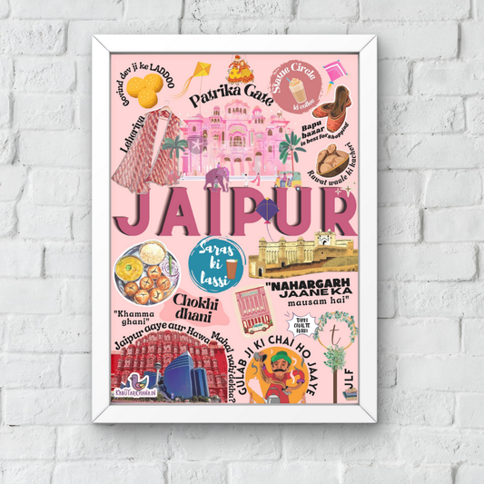 "Pink City Vibes" – Jaipur City A3 Wall Frame