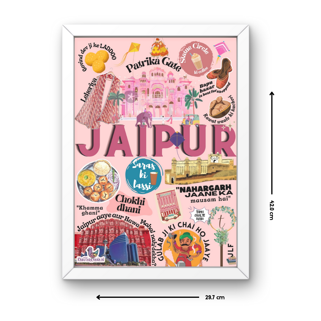 "Pink City Vibes" – Jaipur City A3 Wall Frame
