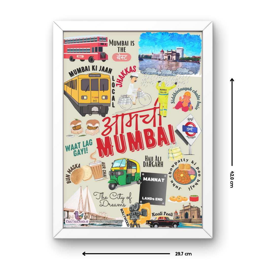 Bombay Hustle: Mumbai City A3 Wall Frame