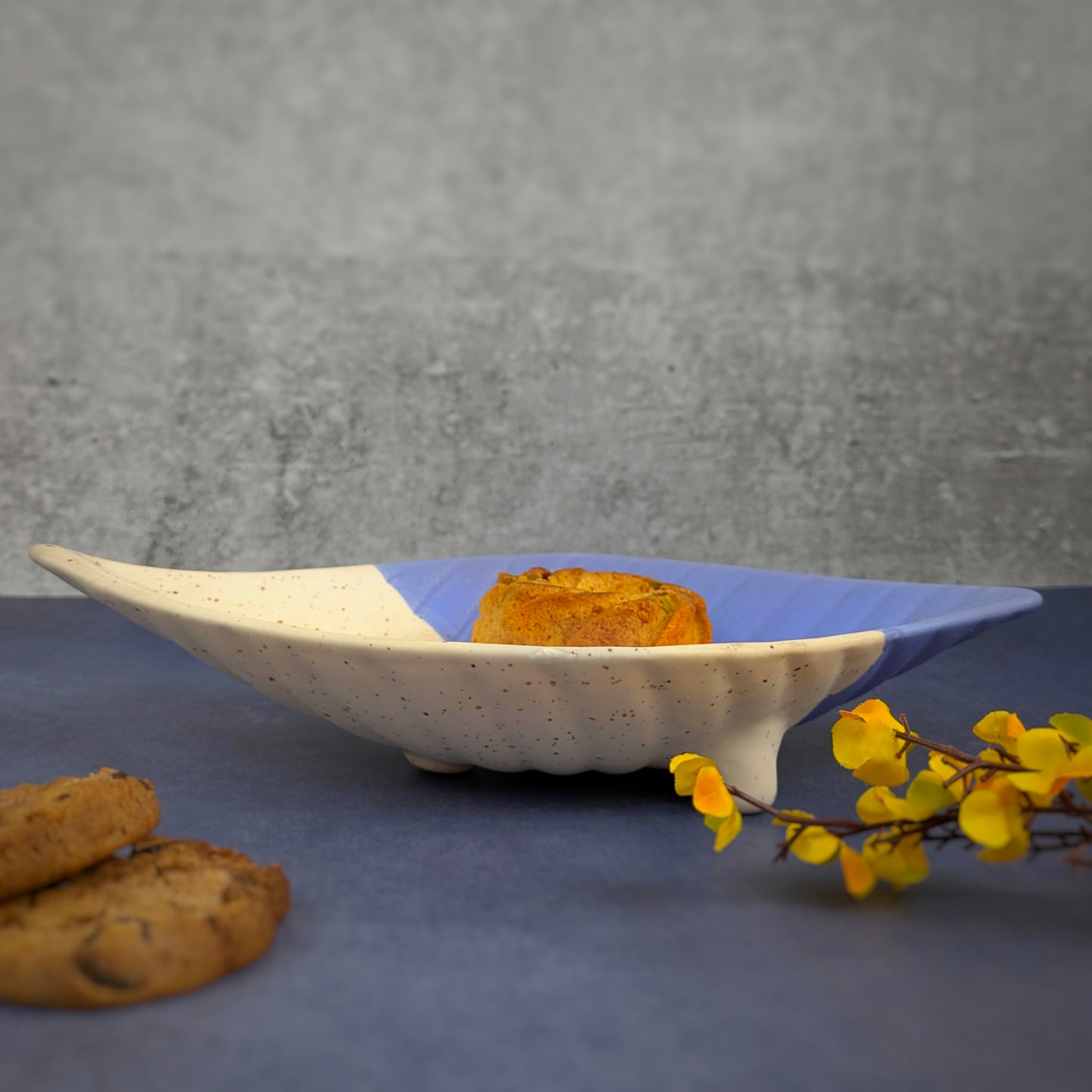 Frosted Leaf Ceramic Serving Plate