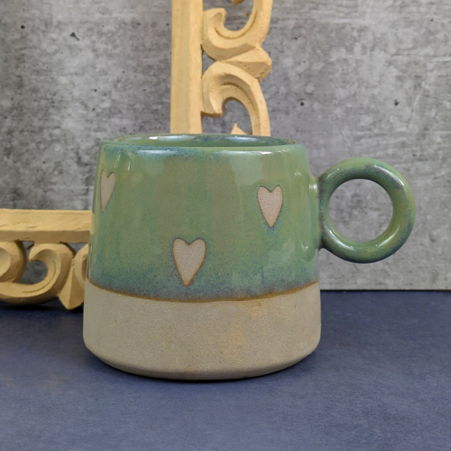 Mellow Mornings – Green Clay Heart Ceramic Mug