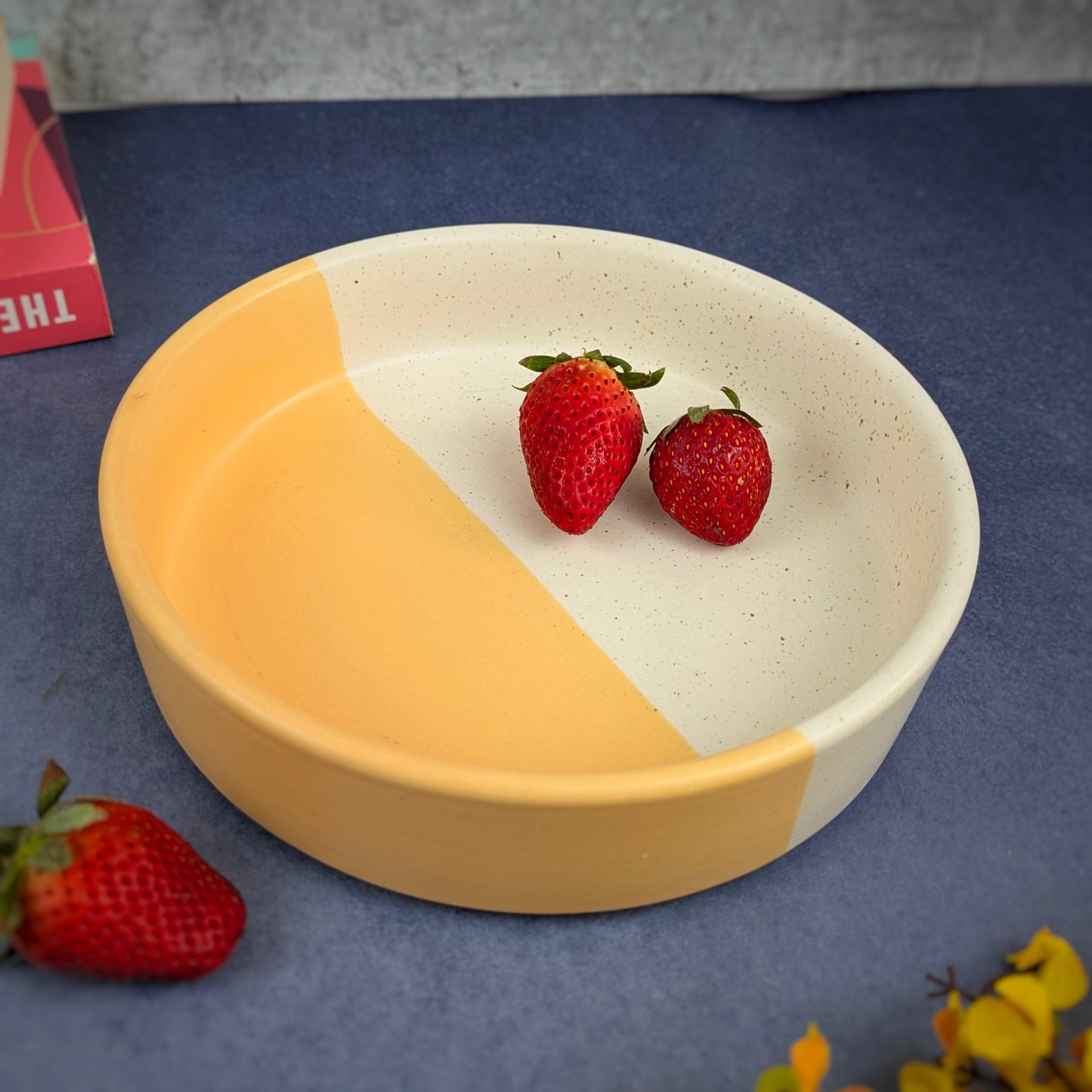 Sun-Kissed Simplicity I Orange & White Ceramic Serving Plate