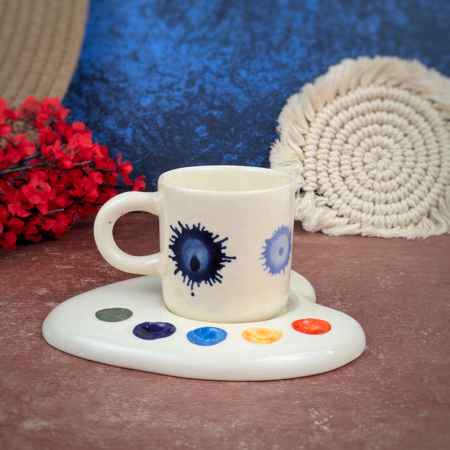 🖌️ Spill the Art – Splash Ceramic Mug & Saucer Set