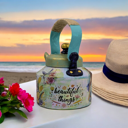 Girl on the Kettle – Hand-Painted Kettle Statement Piece