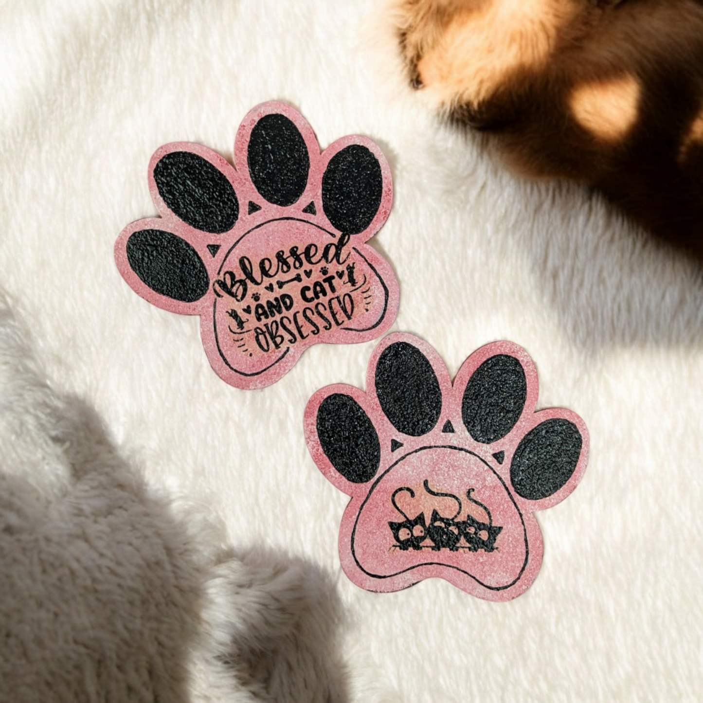 Purrfect Paws – Set of 2 Cat Paw MDF Fridge Magnets