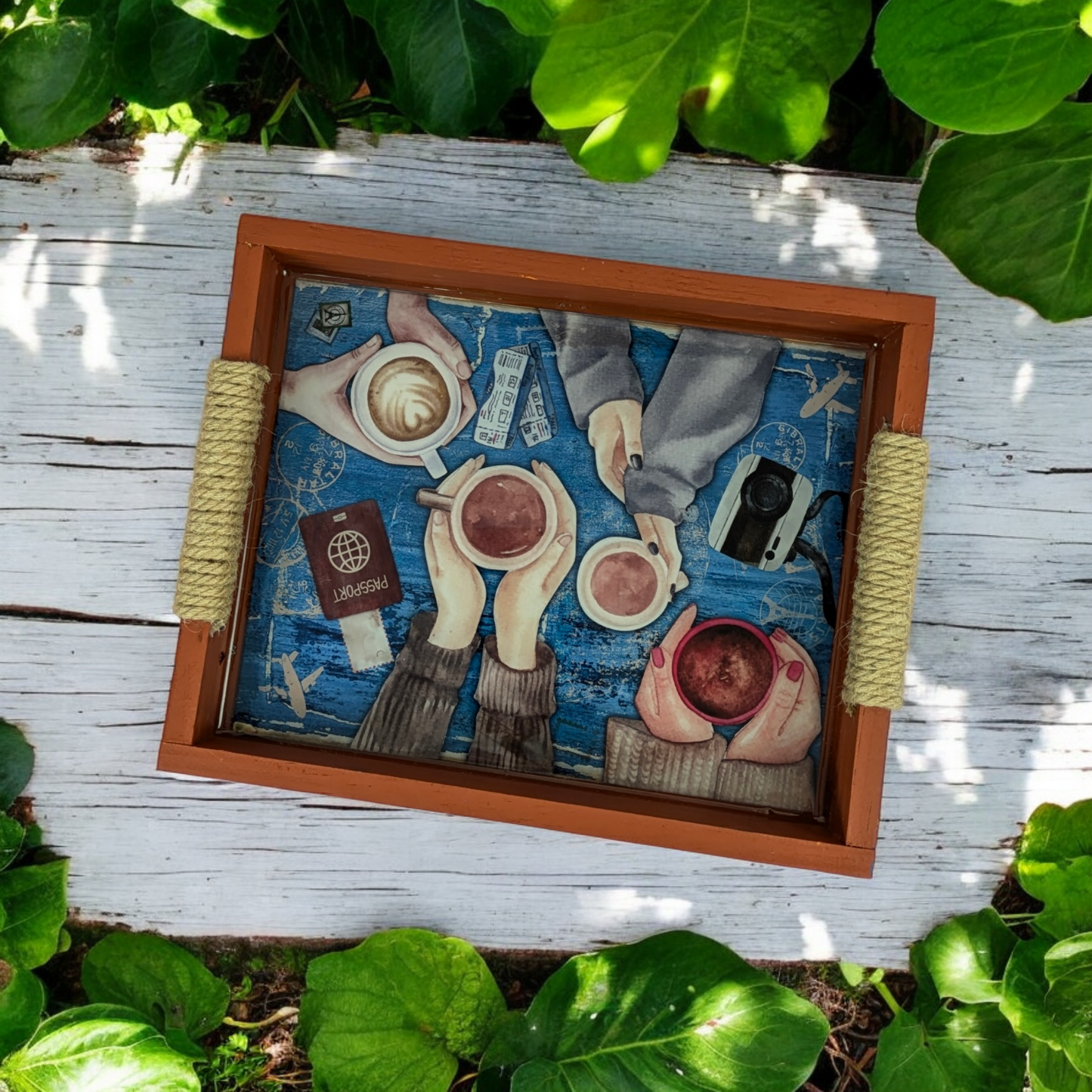 Coffee & Conversations - Pinewood Serving Tray
