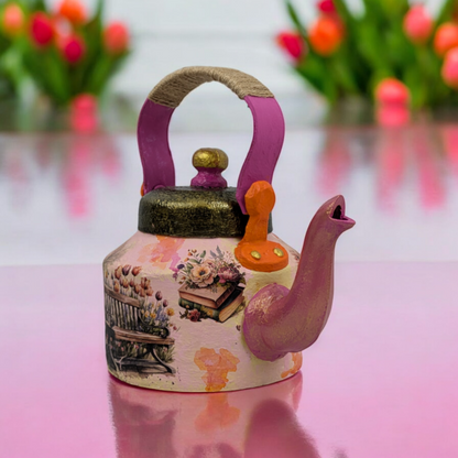 Garden Bliss – Hand-Painted Kettle Statement Piece