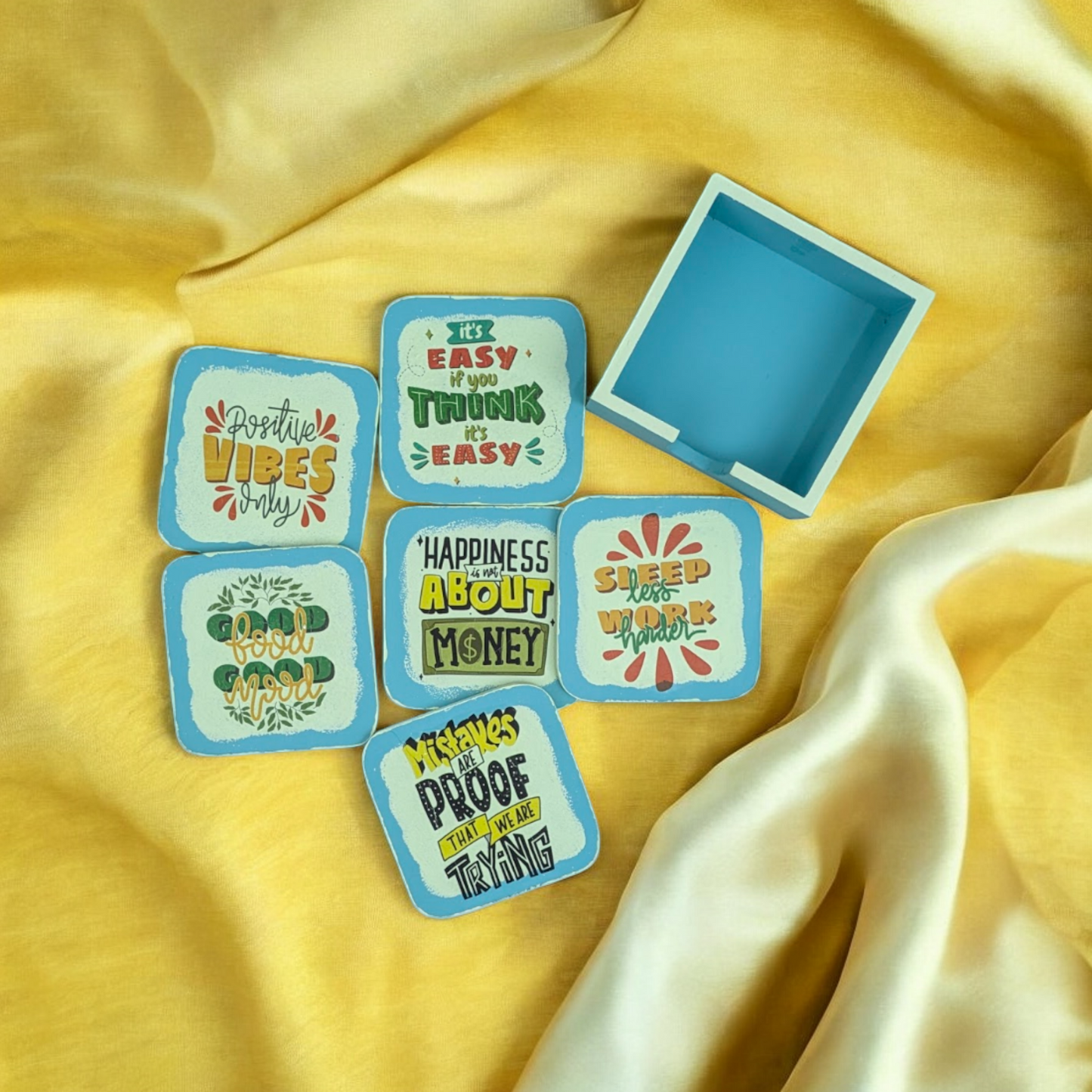 Motivational Moments – Set of 6 Wooden Coasters in a box