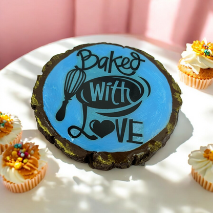 Rustic "Baked With Love" Wooden Magnet