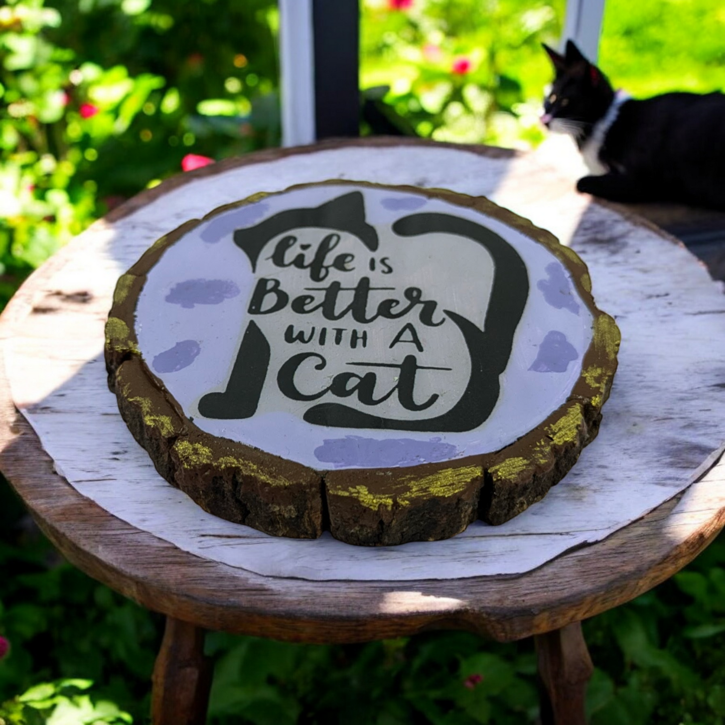 Life with a Cat – Wooden Fridge Magnet