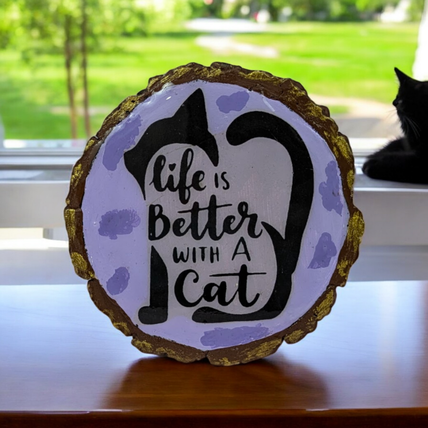Life with a Cat – Wooden Fridge Magnet