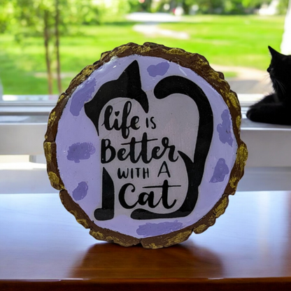 Life with a Cat – Wooden Fridge Magnet