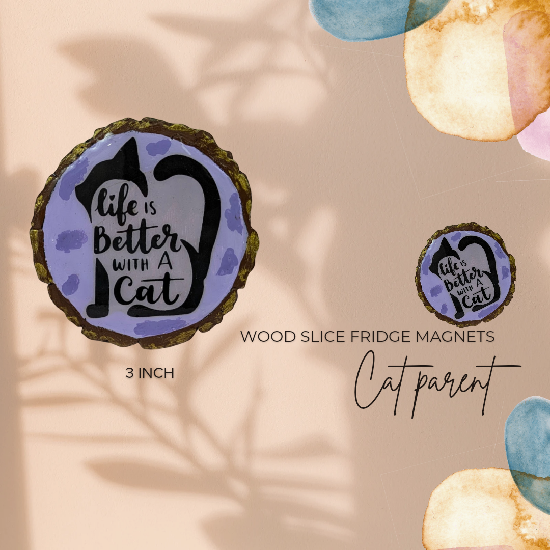 Life with a Cat – Wooden Fridge Magnet