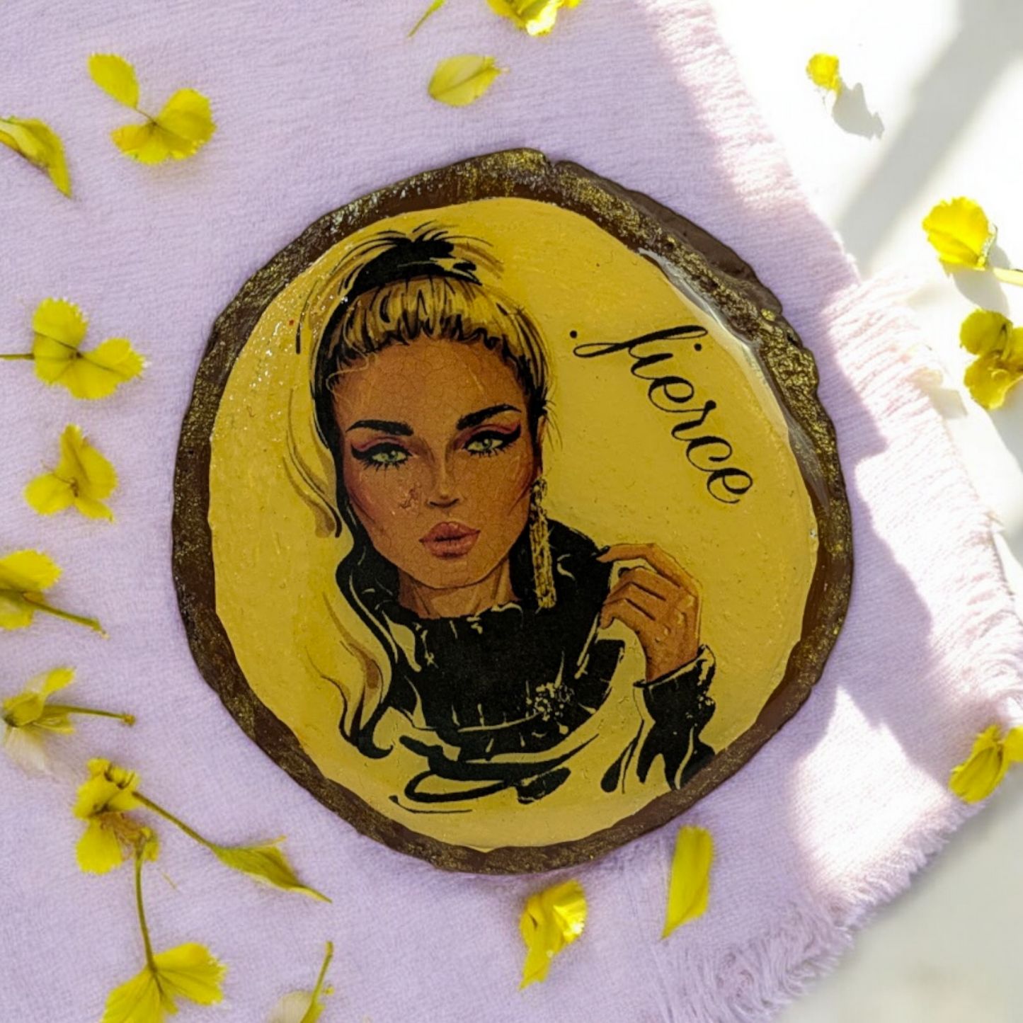 Fierce – Hand-Painted Wooden Log Magnet