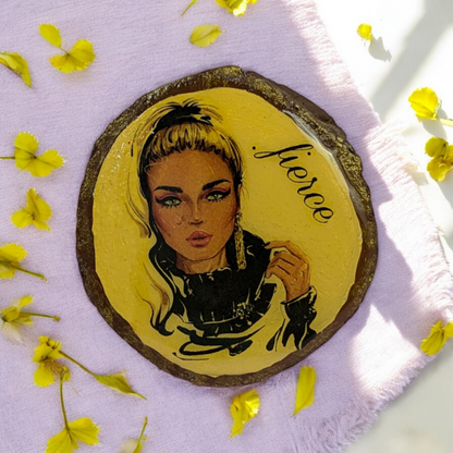 Fierce – Hand-Painted Wooden Log Magnet