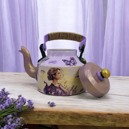 Lavender Dreams – Hand-Painted Kettle Statement Piece