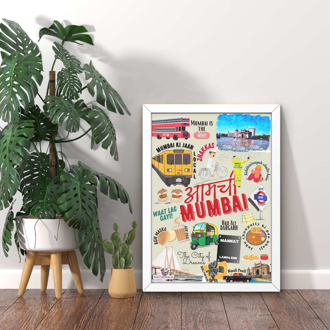 Bombay Hustle: Mumbai City A3 Wall Frame