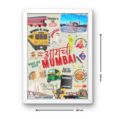 Bombay Hustle: Mumbai City A3 Wall Frame
