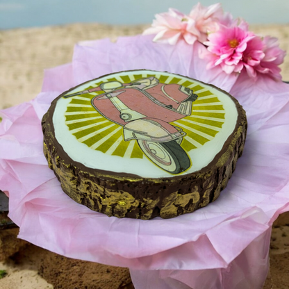 Vintage Scooter – Wooden Log Slice Fridge Magnet