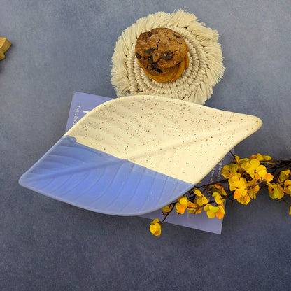 Frosted Leaf Ceramic Serving Plate