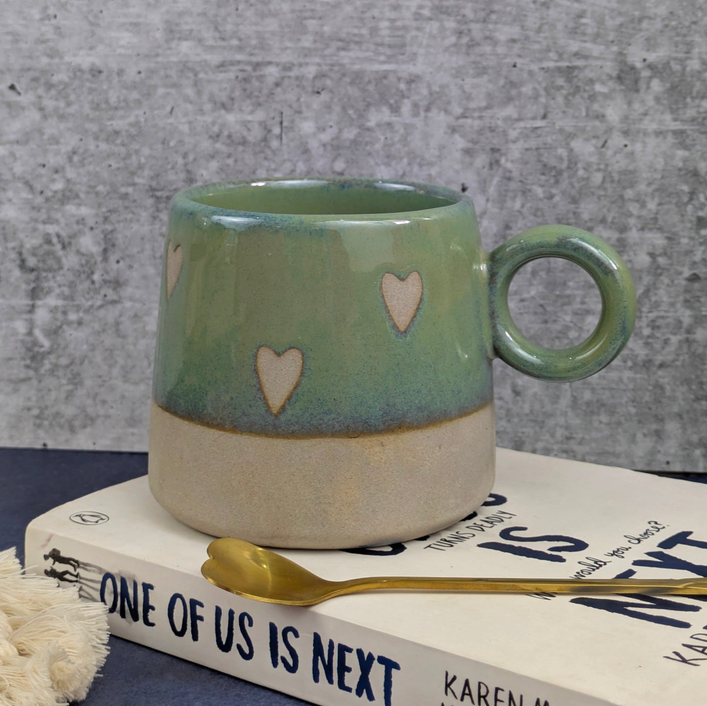 Mellow Mornings – Green Clay Heart Ceramic Mug