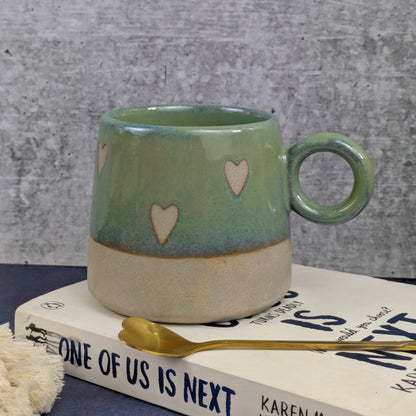 Mellow Mornings – Green Clay Heart Ceramic Mug