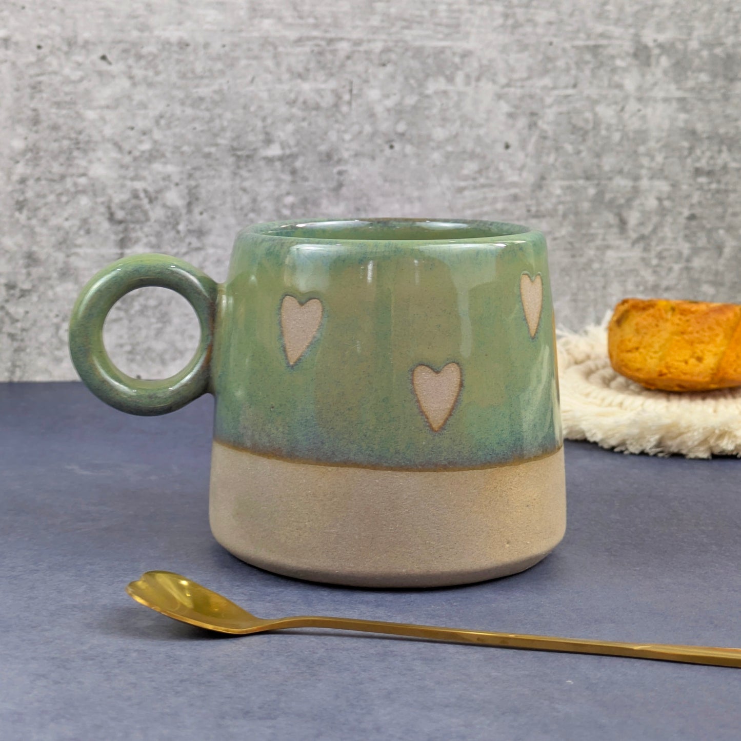 Mellow Mornings – Green Clay Heart Ceramic Mug