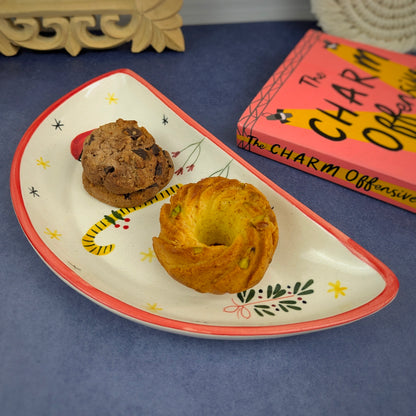 Santa’s Snack Stop I Half Moon Ceramic Plate