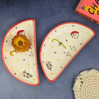 Santa’s Snack Stop I Half Moon Ceramic Plate
