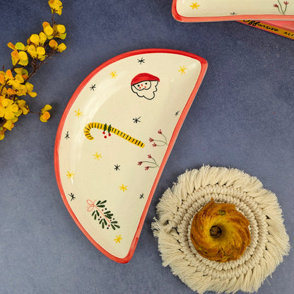 Santa’s Snack Stop I Half Moon Ceramic Plate