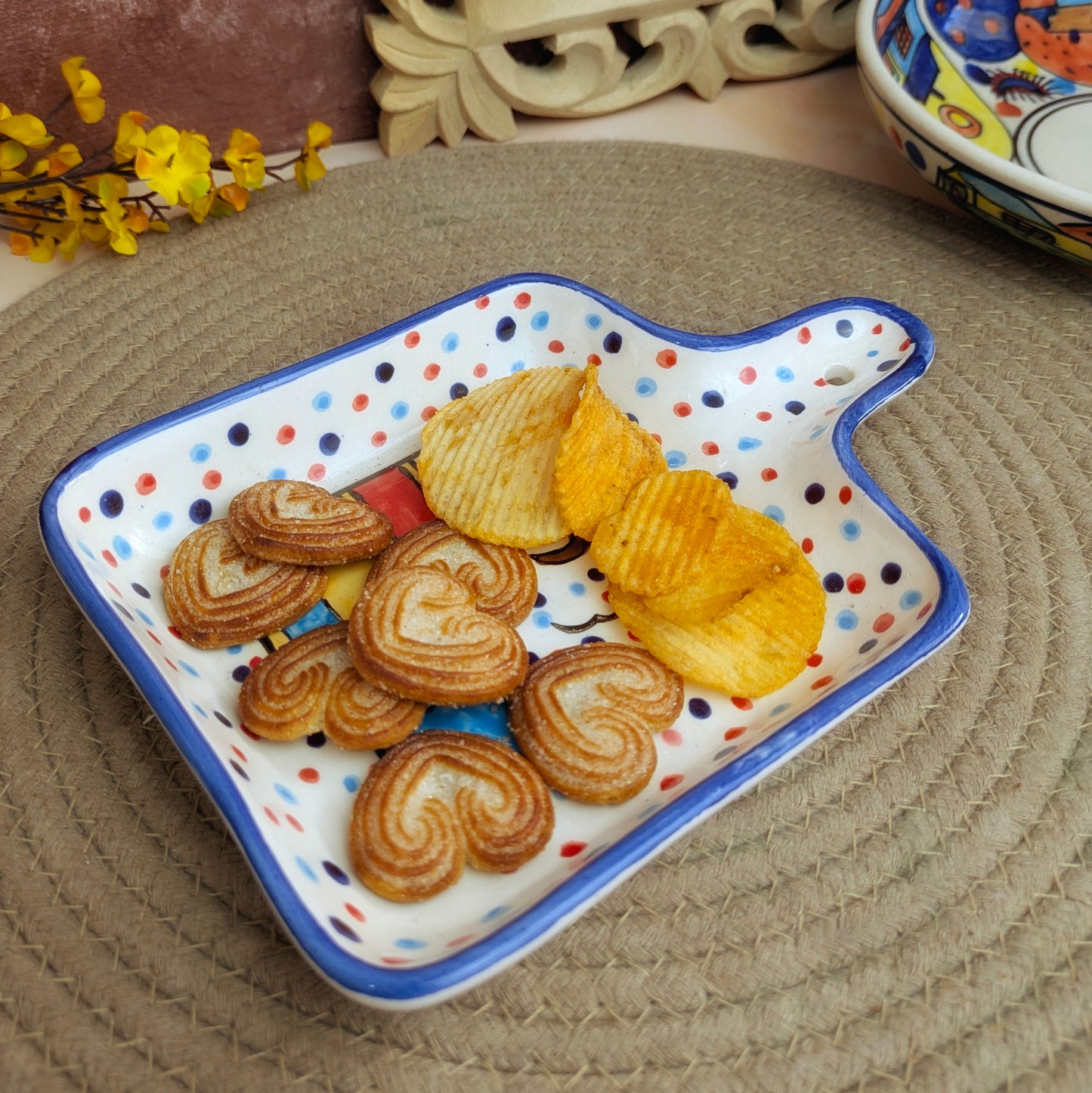 Snack Happy I Hand-Painted Scenery Serving Platter