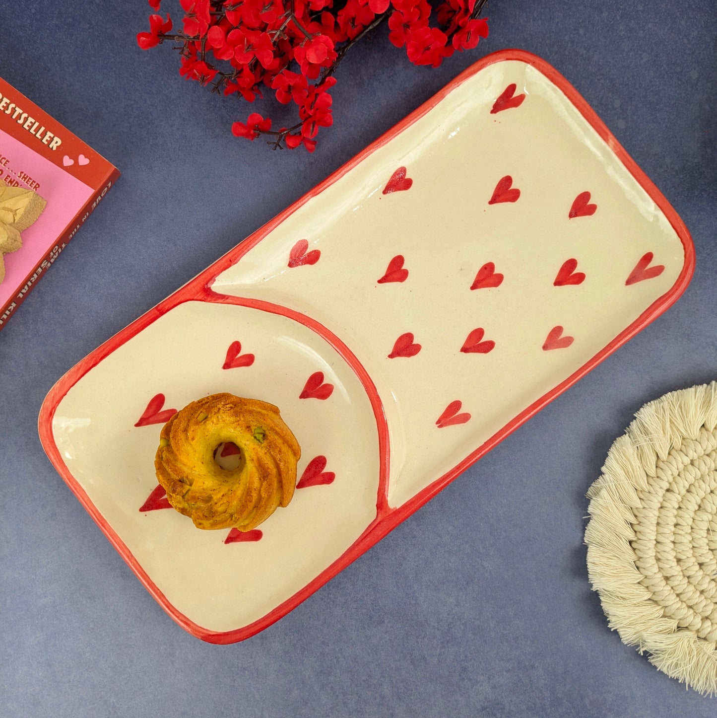 Made with Love I Heart Print Ceramic Serving Platter