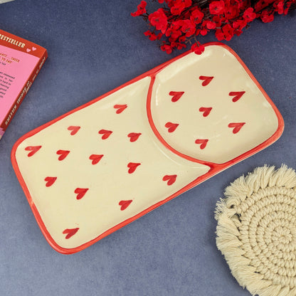 Made with Love I Heart Print Ceramic Serving Platter