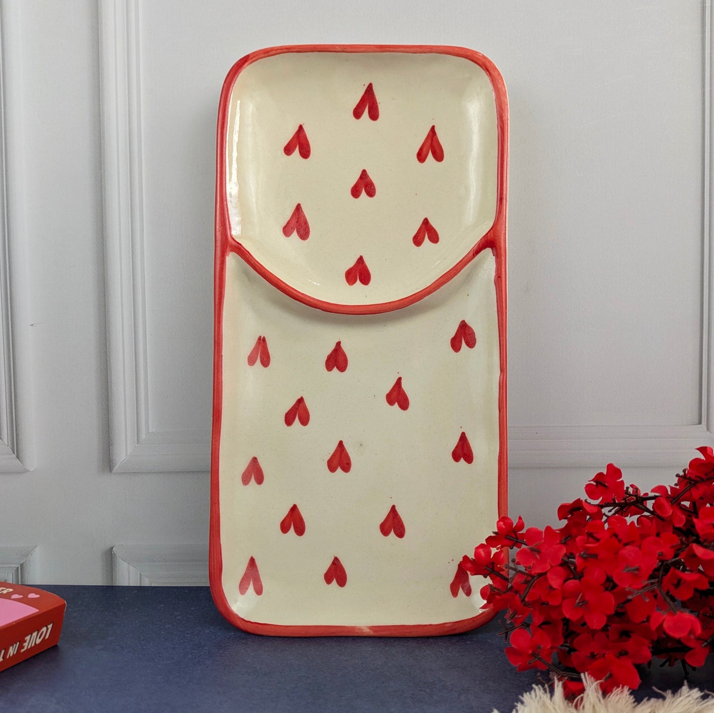 Made with Love I Heart Print Ceramic Serving Platter