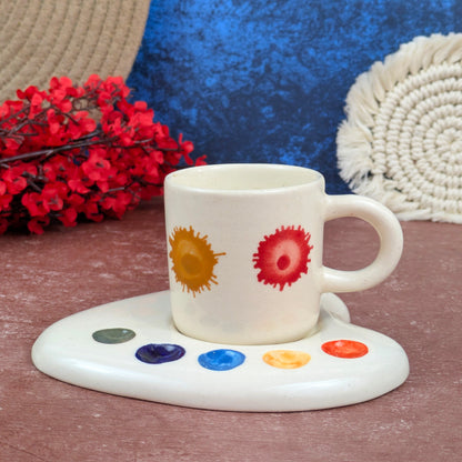 🖌️ Spill the Art – Splash Ceramic Mug & Saucer Set