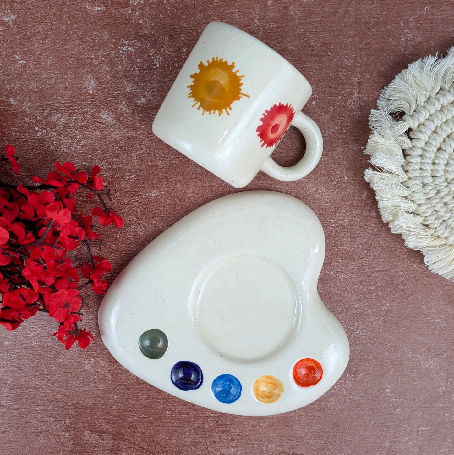 🖌️ Spill the Art – Splash Ceramic Mug & Saucer Set