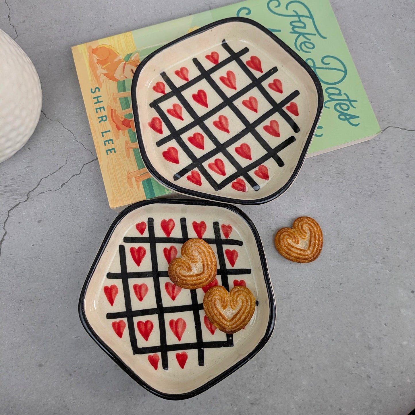 Love Grid I Hand-Painted Heart Ceramic Plate