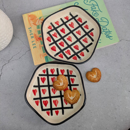 Love Grid I Hand-Painted Heart Ceramic Plate