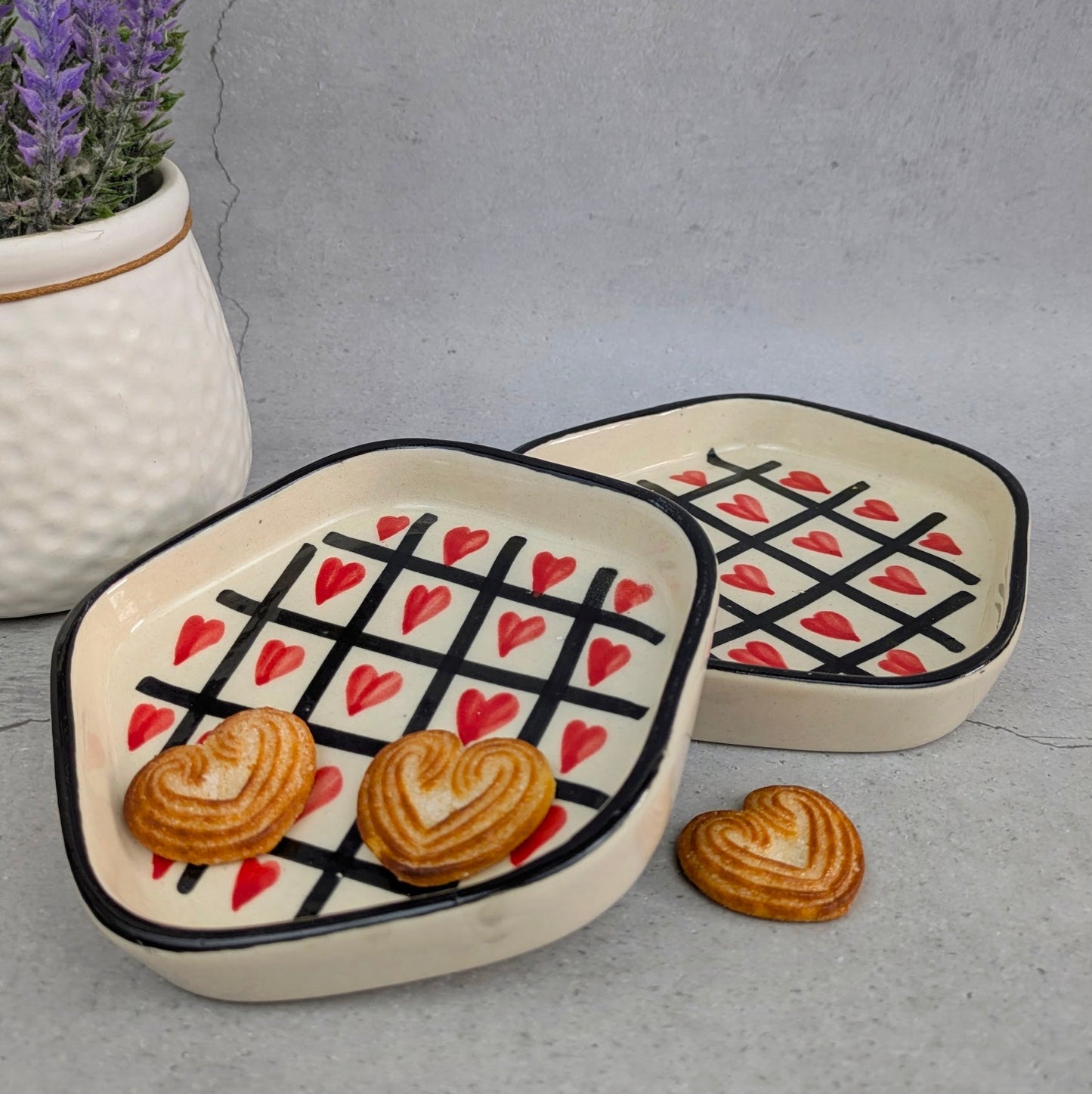 Love Grid I Hand-Painted Heart Ceramic Plate