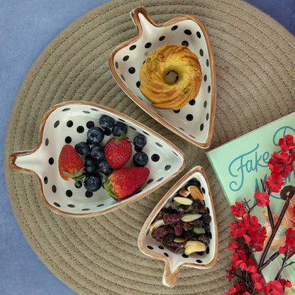 Dot & Leaf I 3-Piece Ceramic Serving Platter Set